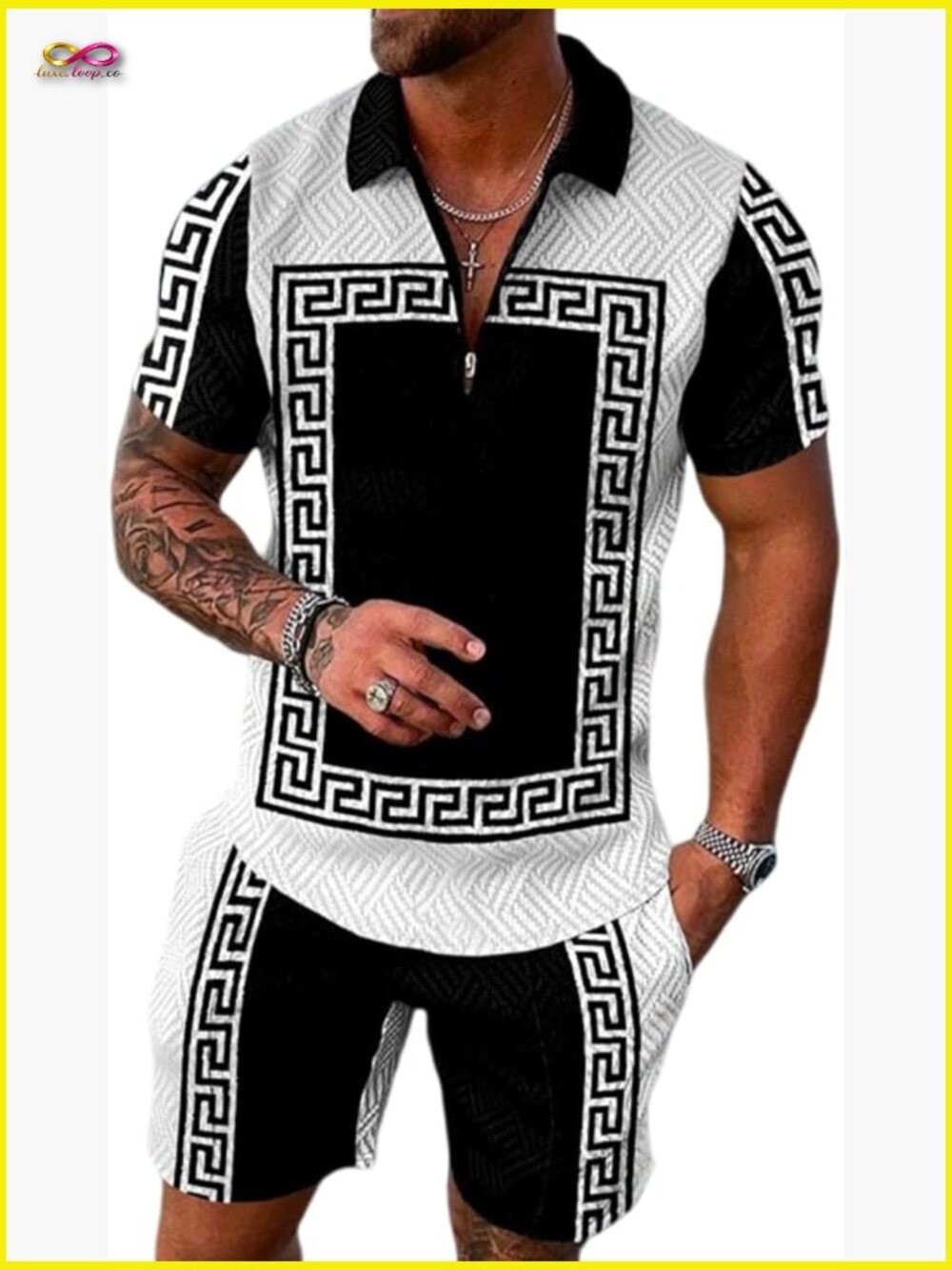 2 Piece Short Set Polo Shirt and Shorts Summer Outfit Sport Tracksuit Athletic